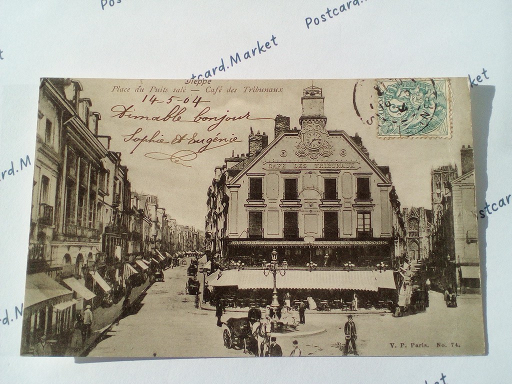 /France/Dieppe/FR_place_1904_Dieppe. Place du Puits Sale avec le Cafe des Tribunaux.jpg